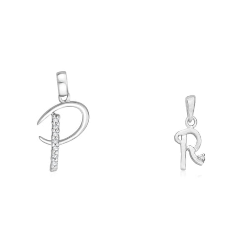 Taraash 925 Sterling Silver Couple Alphabet Pendants "P" and "R" Initial Letter Pendants