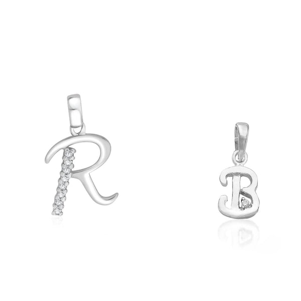 Taraash 925 Sterling Silver Couple Alphabet Pendants "R" and "B" Initial Letter Pendants