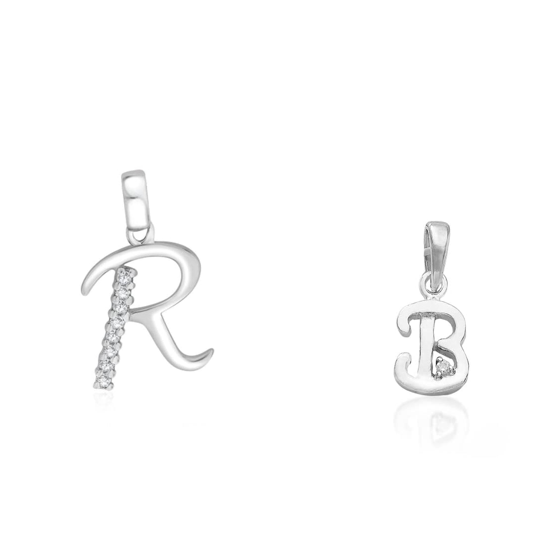 Taraash 925 Sterling Silver Couple Alphabet Pendants "R" and "B" Initial Letter Pendants