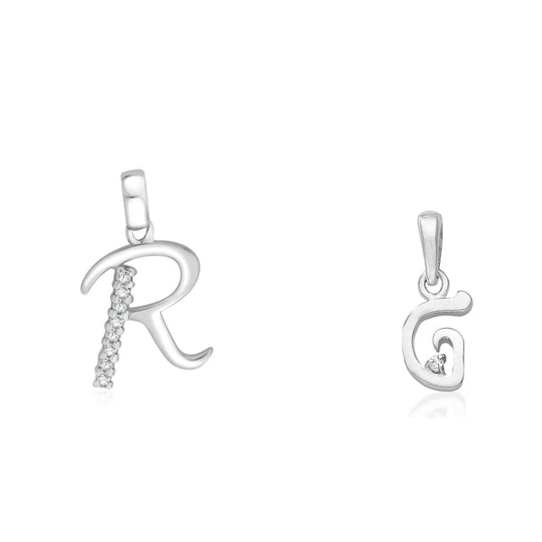 Taraash 925 Sterling Silver Couple Alphabet Pendants "R" and "G" Initial Letter Pendants