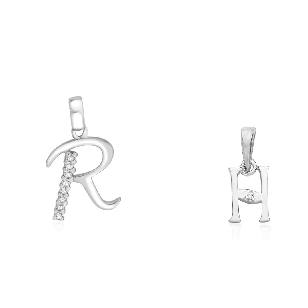 Taraash 925 Sterling Silver Couple Alphabet Pendants "R" and "H" Initial Letter Pendants