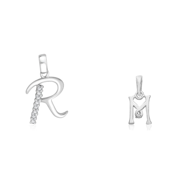 Taraash 925 Sterling Silver Couple Alphabet Pendants "R" and "M" Initial Letter Pendants