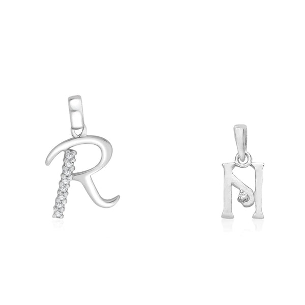 Taraash 925 Sterling Silver Couple Alphabet Pendants "R" and "N" Initial Letter Pendants