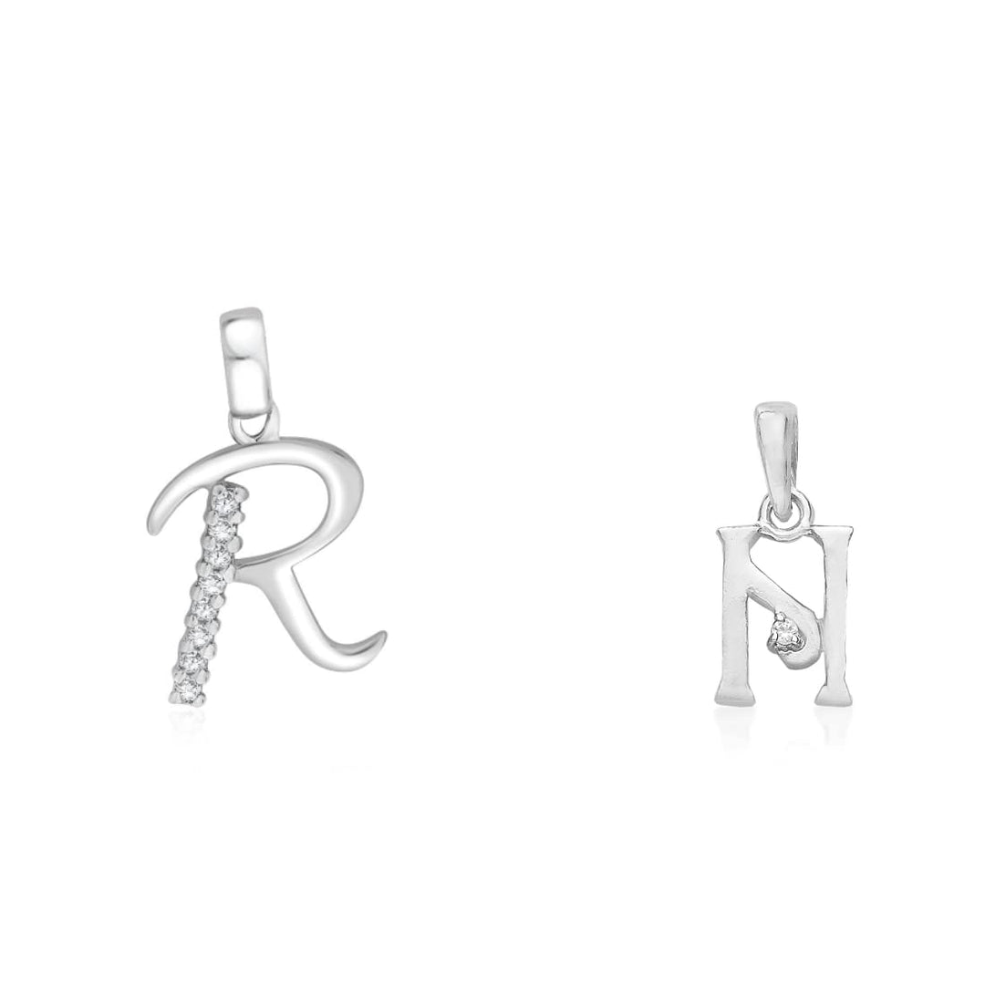 Taraash 925 Sterling Silver Couple Alphabet Pendants "R" and "N" Initial Letter Pendants
