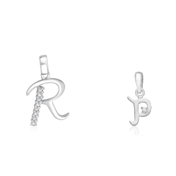 Taraash 925 Sterling Silver Couple Alphabet Pendants "R" and "P" Initial Letter Pendants
