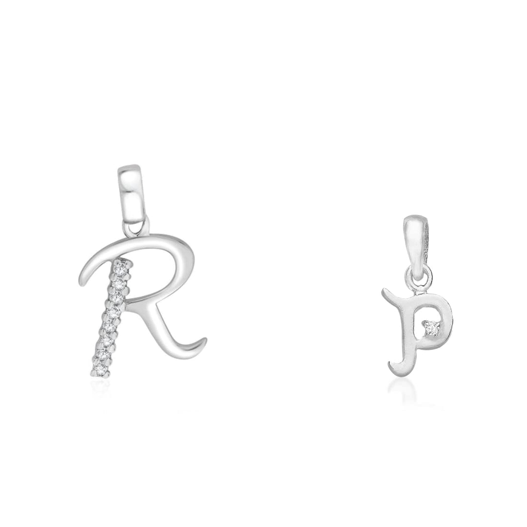 Taraash 925 Sterling Silver Couple Alphabet Pendants "R" and "P" Initial Letter Pendants