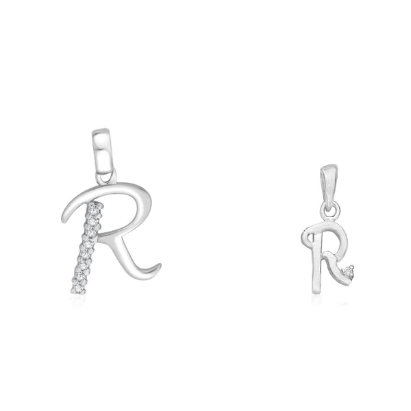 Taraash 925 Sterling Silver Couple Alphabet Pendants "R" and "R" Initial Letter Pendants