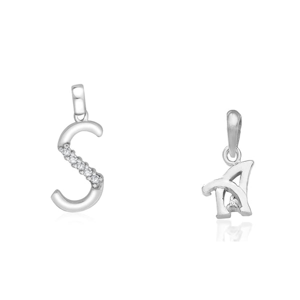 Taraash 925 Sterling Silver Couple Alphabet Pendants "S" and "A" Initial Letter Pendants