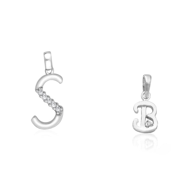 Taraash 925 Sterling Silver Couple Alphabet Pendants "S" and "B" Initial Letter Pendants