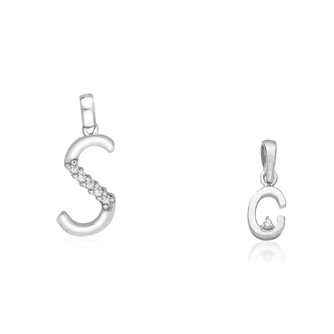 Taraash 925 Sterling Silver Couple Alphabet Pendants "S" and "C" Initial Letter Pendants