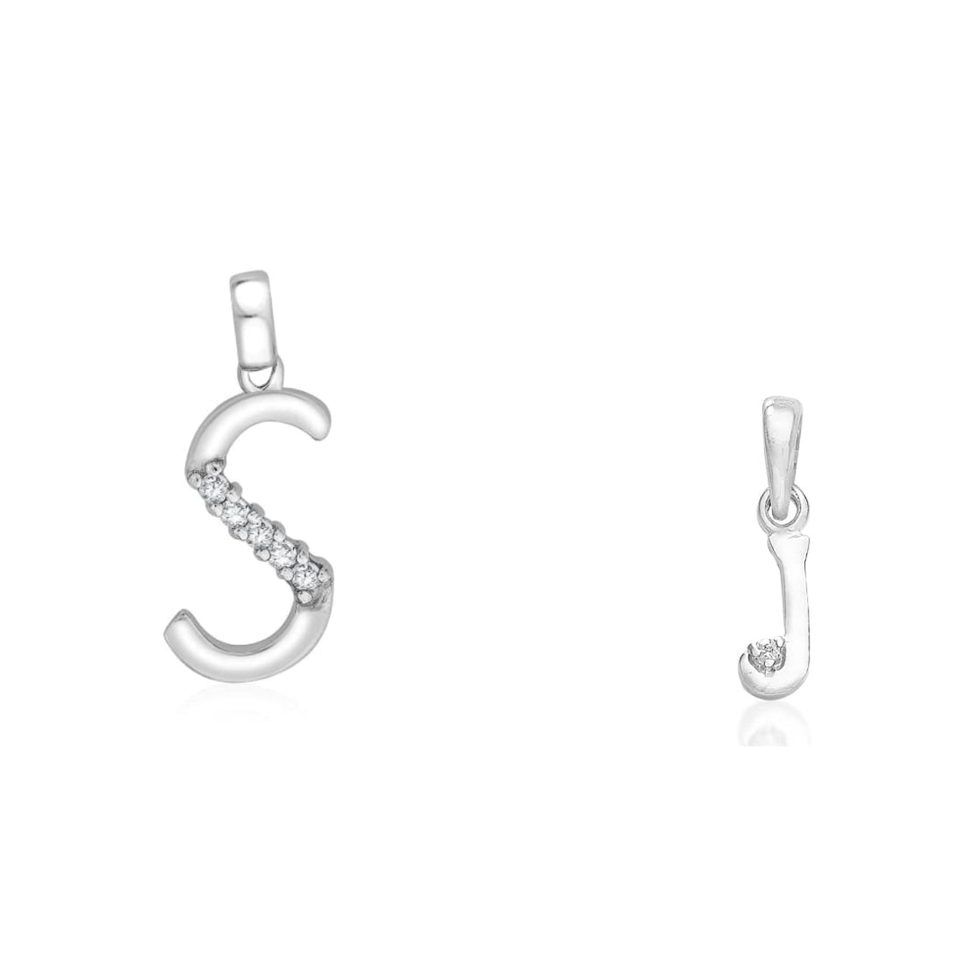 Taraash 925 Sterling Silver Couple Alphabet Pendants "S" and "J" Initial Letter Pendants