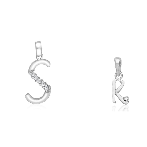 Taraash 925 Sterling Silver Couple Alphabet Pendants "S" and "K" Initial Letter Pendants