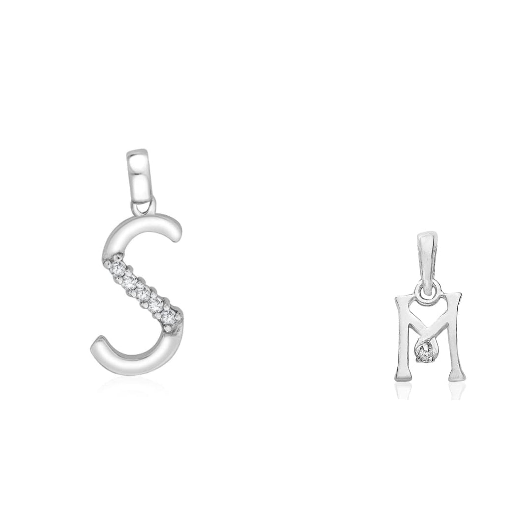 Taraash 925 Sterling Silver Couple Alphabet Pendants "S" and "M" Initial Letter Pendants