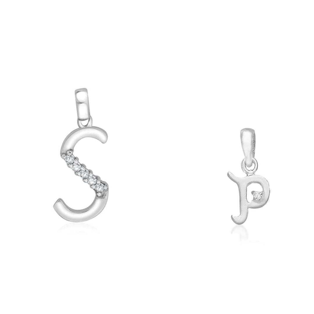 Taraash 925 Sterling Silver Couple Alphabet Pendants "S" and "P" Initial Letter Pendants