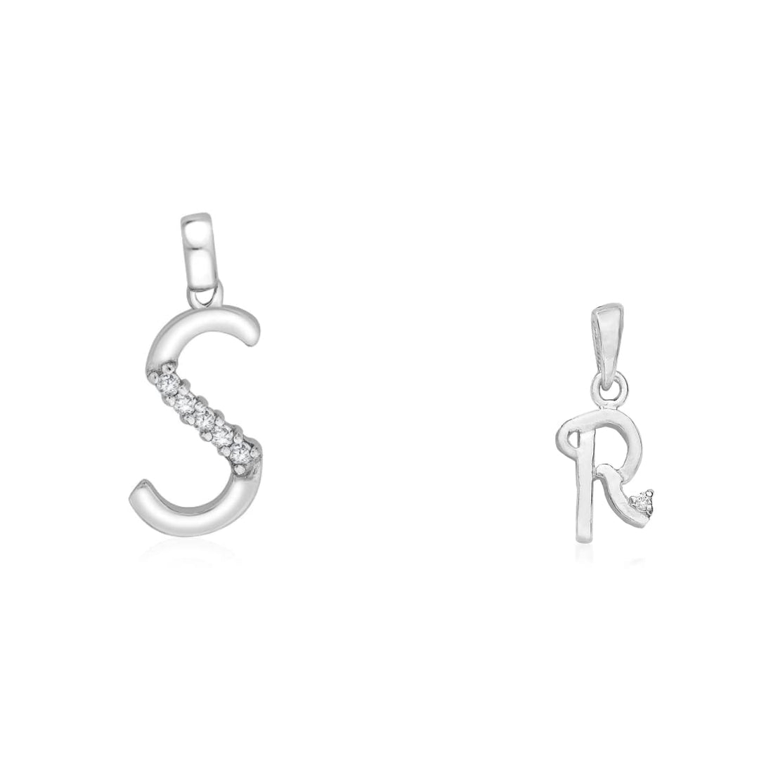 Taraash 925 Sterling Silver Couple Alphabet Pendants "S" and "R" Initial Letter Pendants
