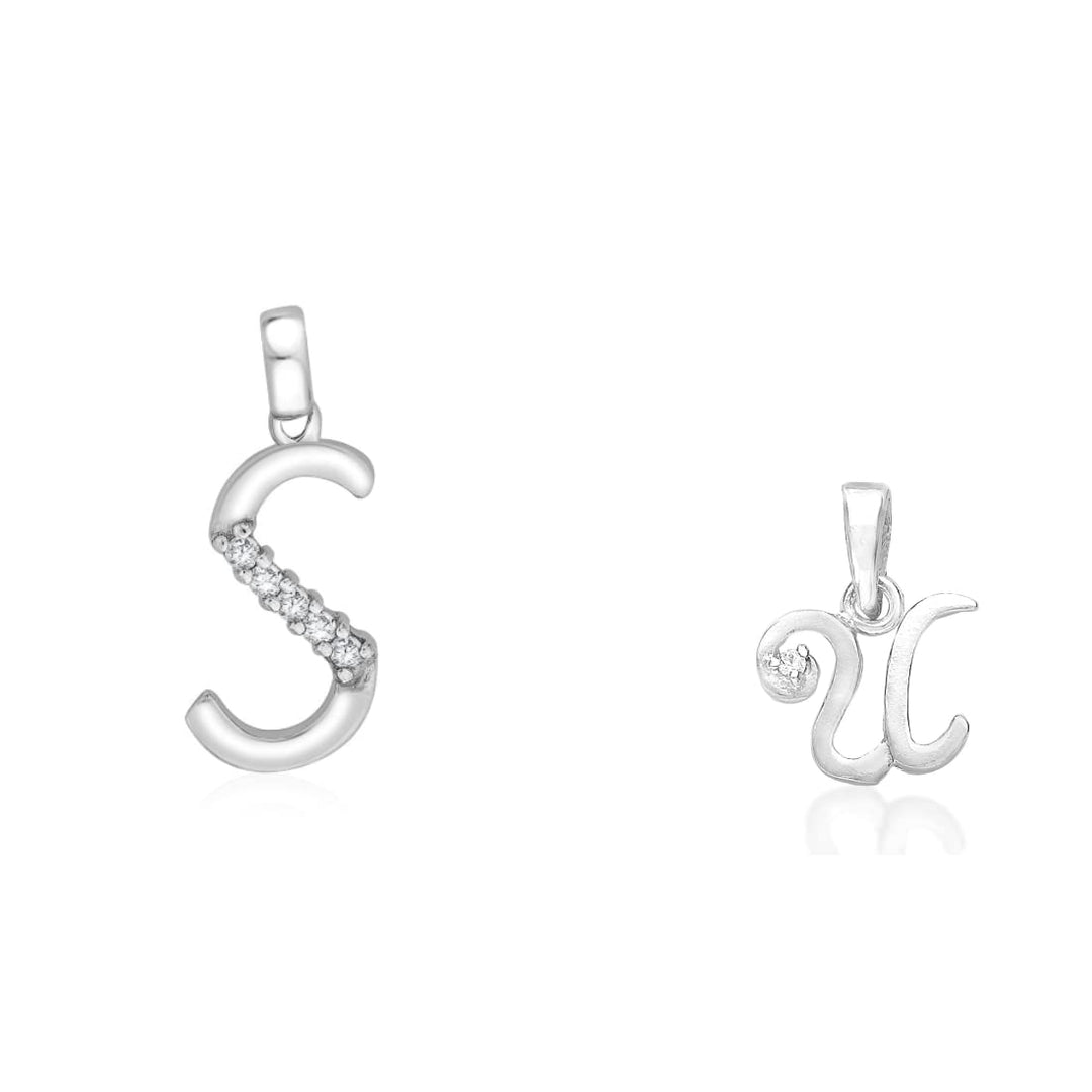 Taraash 925 Sterling Silver Couple Alphabet Pendants "S" and "U" Initial Letter Pendants