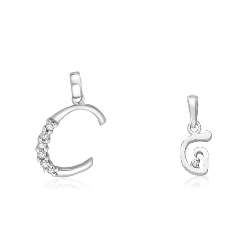 Taraash 925 Sterling Silver Couple Alphabet Pendants "C" and "G" Initial Letter Pendants