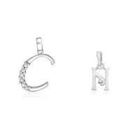 Taraash 925 Sterling Silver Couple Alphabet Pendants 