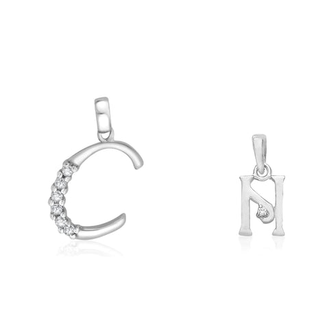 Taraash 925 Sterling Silver Couple Alphabet Pendants "C" and "N" Initial Letter Pendants