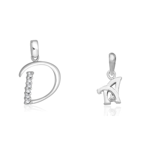 Taraash 925 Sterling Silver Couple Alphabet Pendants "D" and "A" Initial Letter Pendants