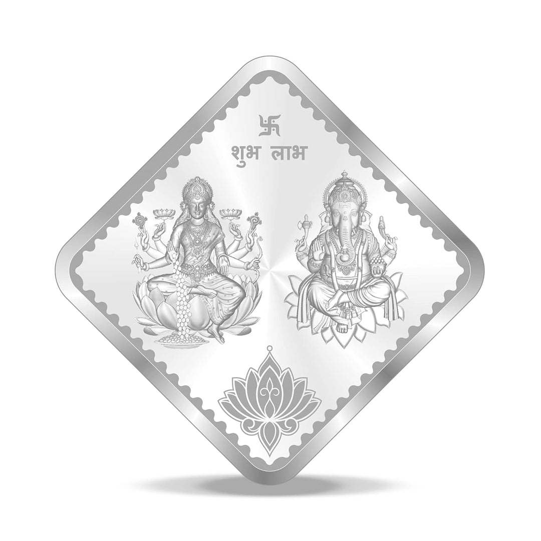 Taraash Diamond Shape 999 Purity 10 grams Laxmi Ganesh Silver Coin By ACPL