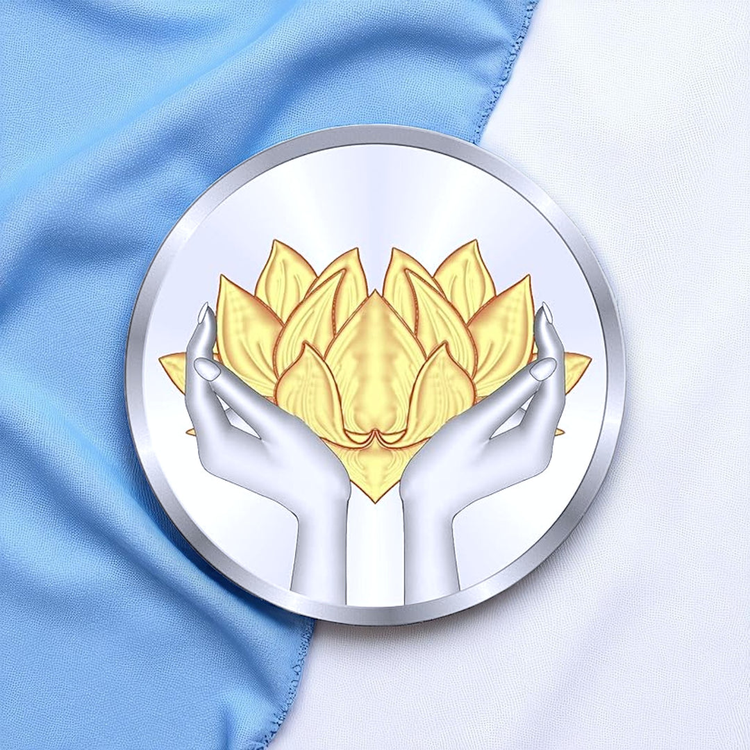 999 Silver Gold Plated Lotus Flower 20 Gram Coin by ACPL
