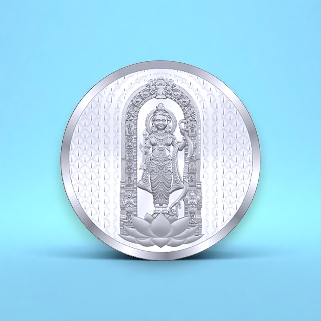 999 Purity 100 grams Plain Lord Ram Lala Silver Coin By ACPL