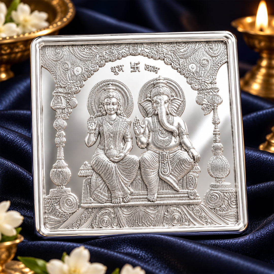 999 Silver Purity Laxmi Ganesh 50 Grams Silver Coin By ACPL