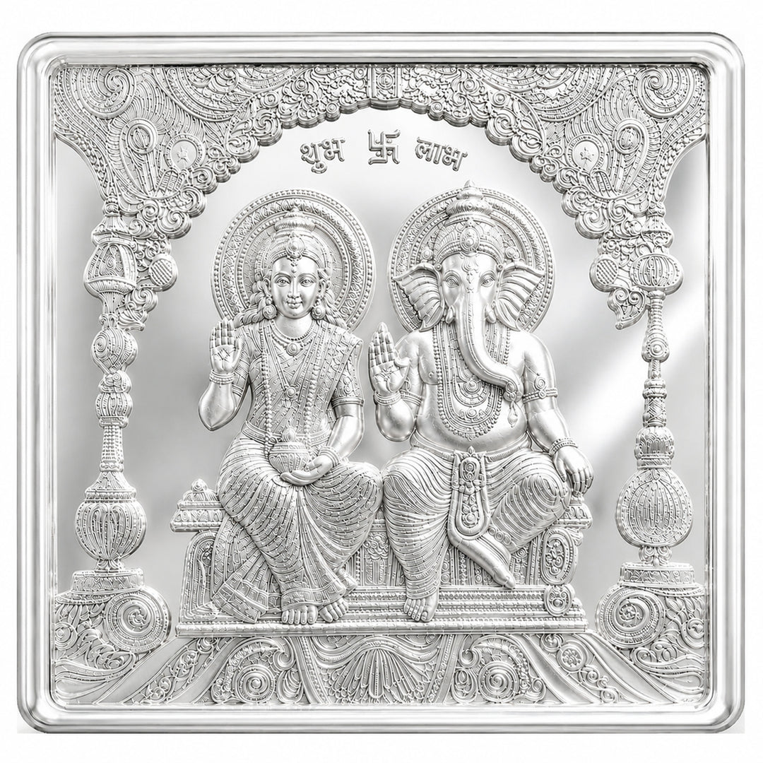 999 Silver Purity Laxmi Ganesh 50 Grams Silver Coin By ACPL