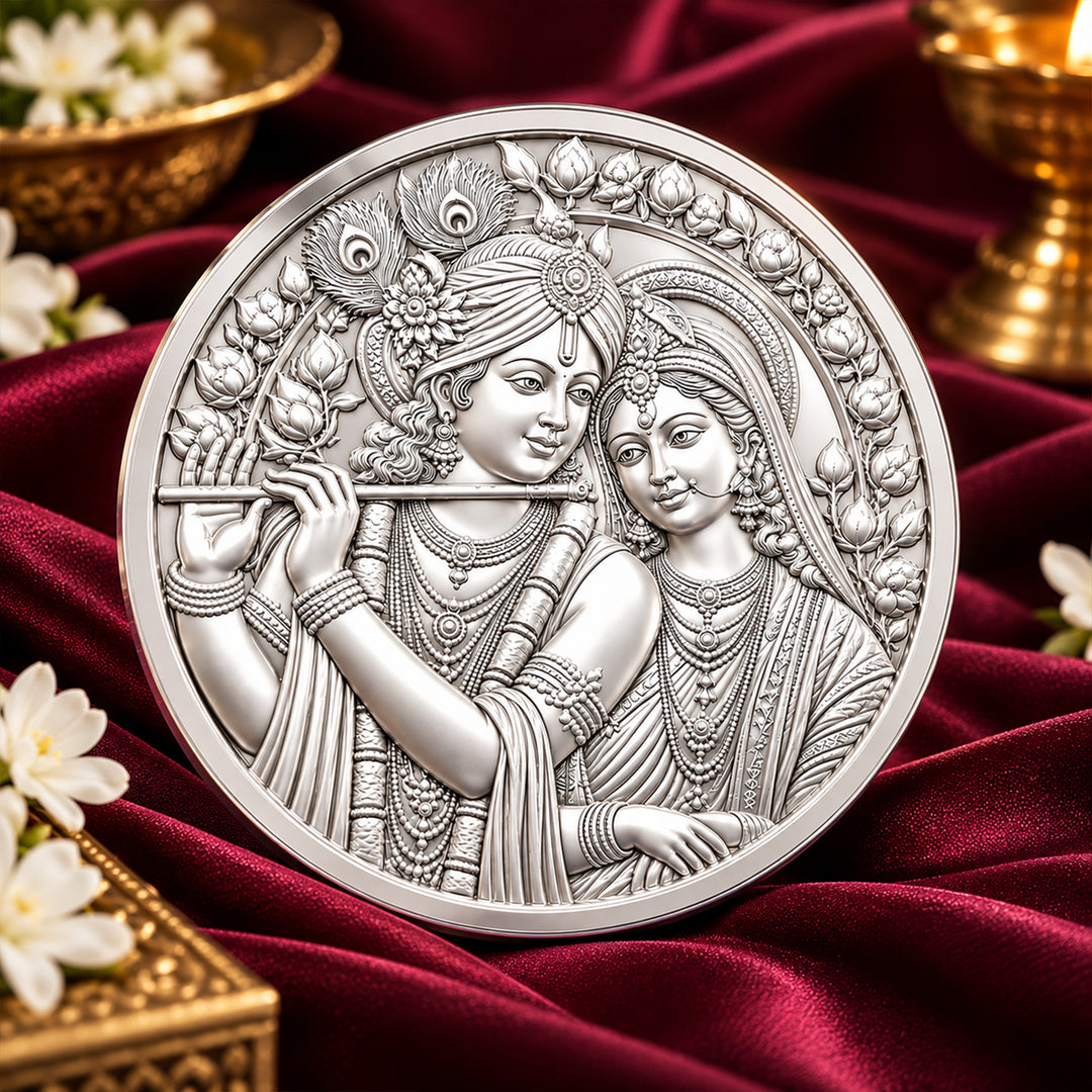 999 Silver Purity Radha Krishna 10 Gram Silver Coin By ACPL