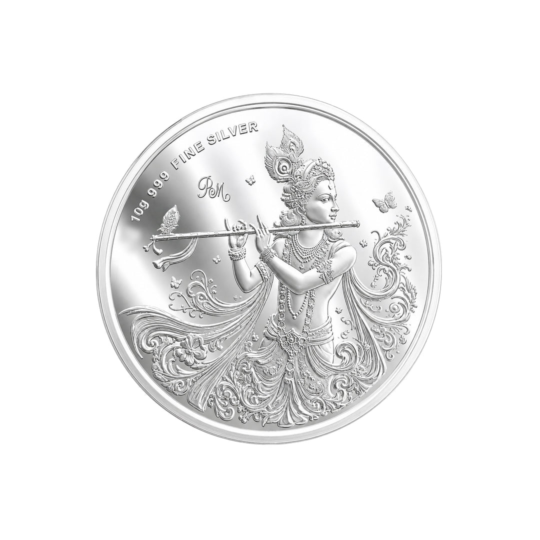 999 Silver Purity Radha Krishna 10 Gram Silver Coin By ACPL
