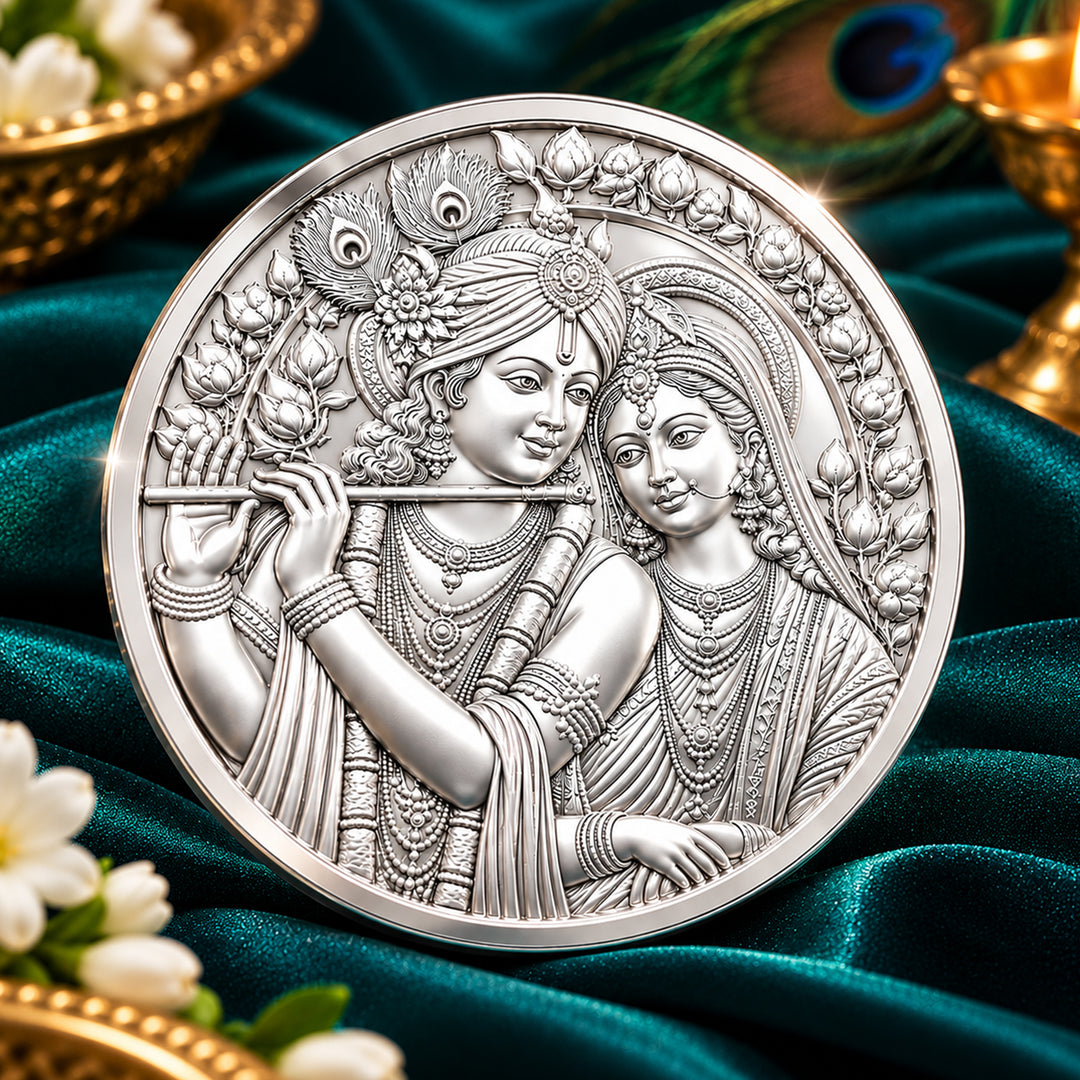 999 Silver Purity Radha Krishna 20 Grams Coin With Packging