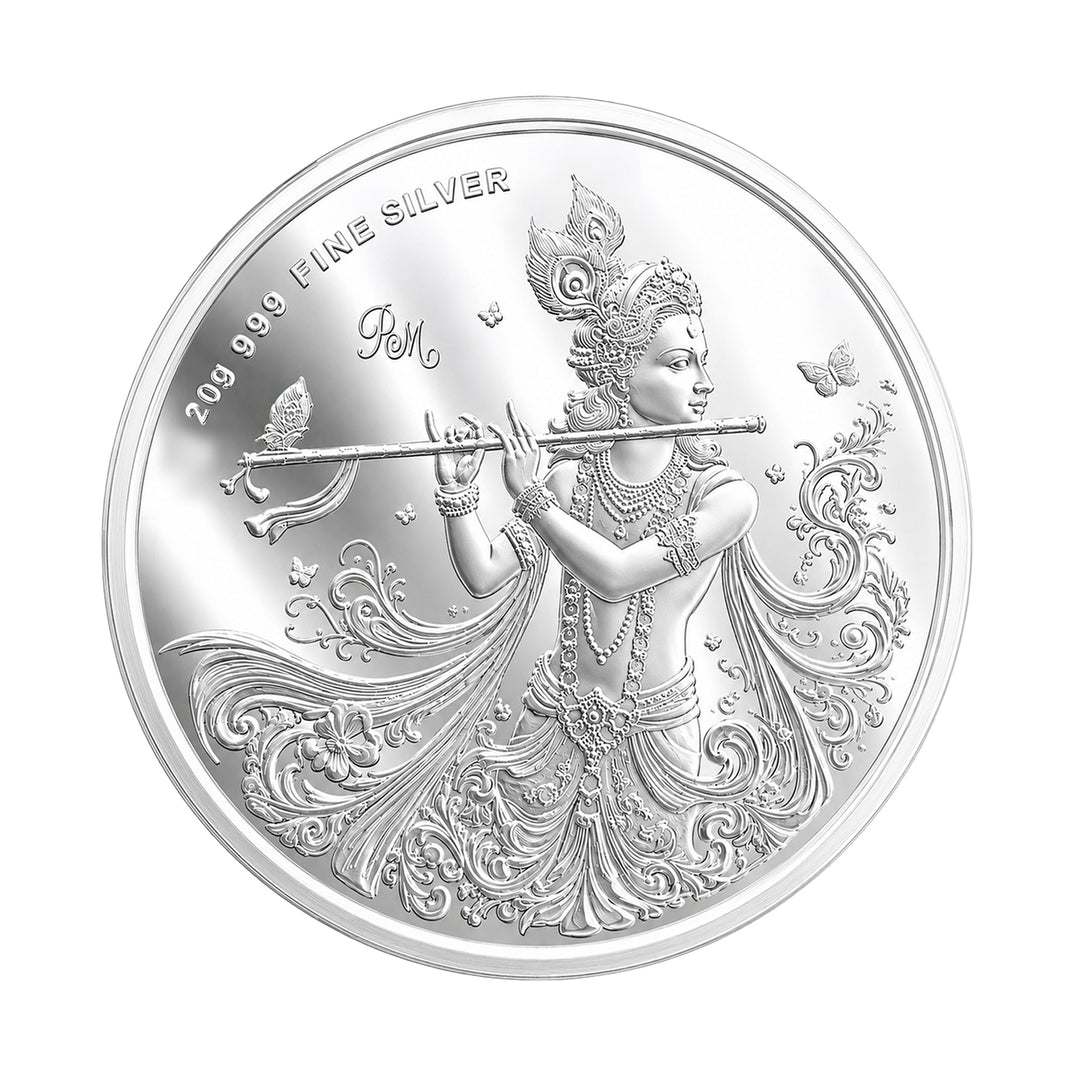 999 Silver Purity Radha Krishna 20 Grams Coin With Packging