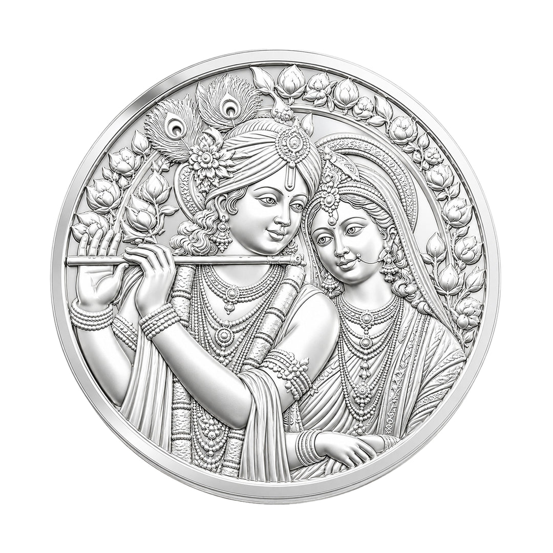 999 Silver Purity Radha Krishna 20 Grams Coin With Packging