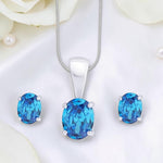 Load image into Gallery viewer, Taraash 925 Silver Blue Cz Pendant Set  For Women