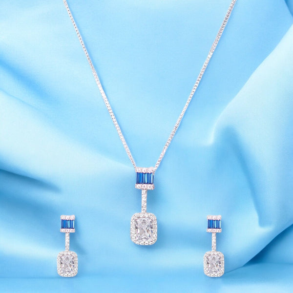Taraash 925 Sterling Silver Baguette Stones & CZ Jewellery Set for Women