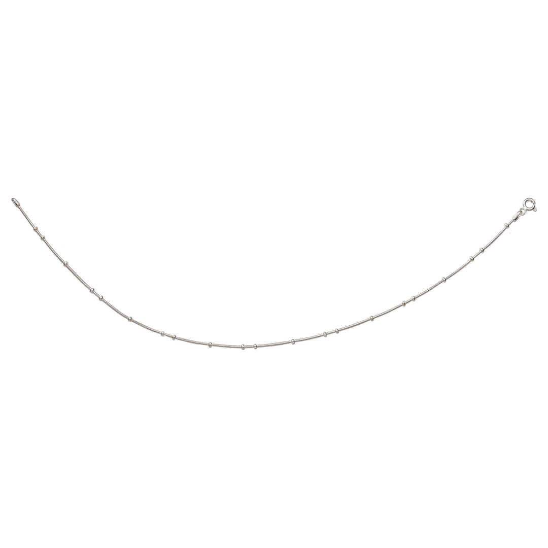 925 Sterling Silver Beaded Snake Chain Single Anklet for Women