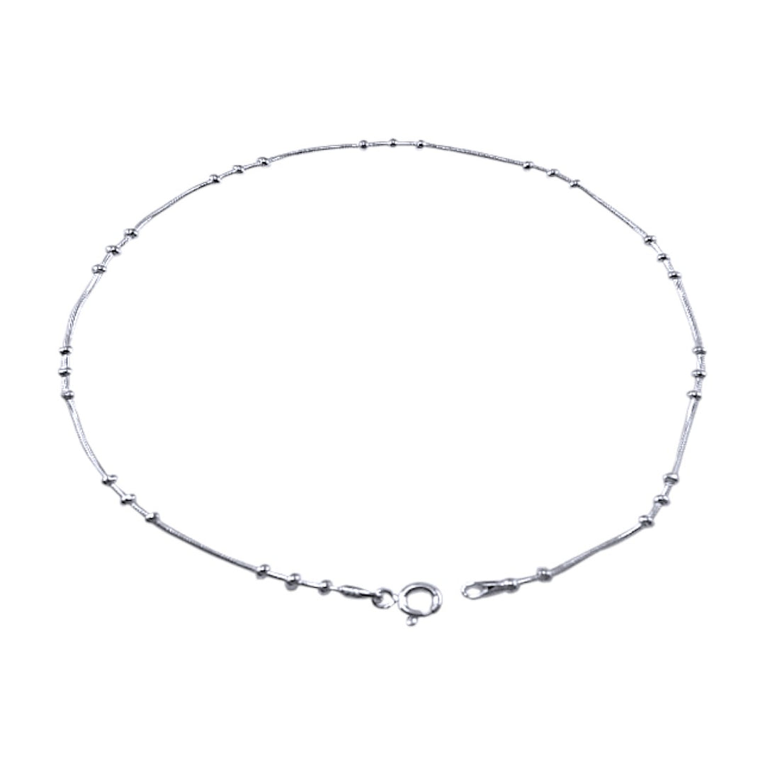 925 Sterling Silver Beaded Snake Chain Single Anklet for Women