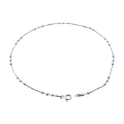 925 Sterling Silver Beaded Snake Chain Single Anklet for Women
