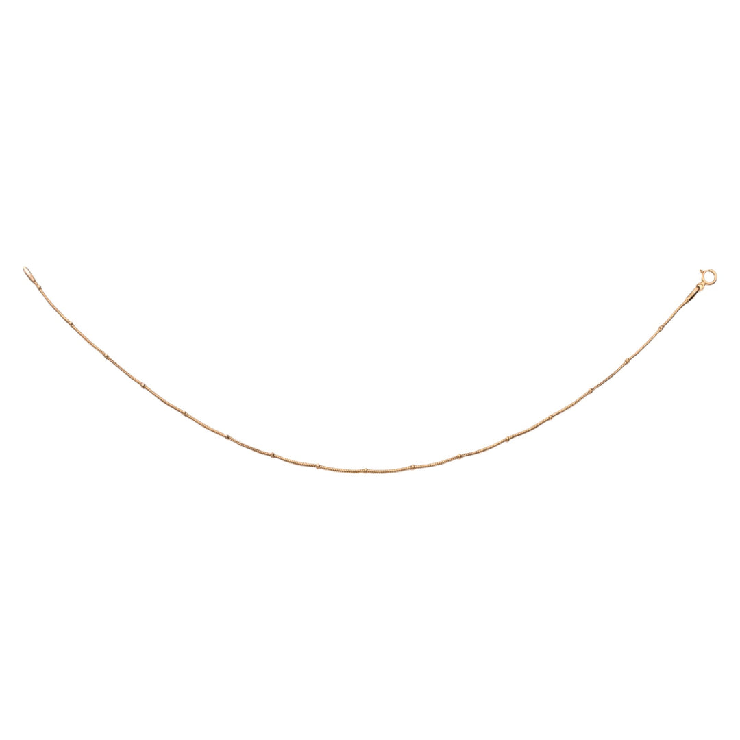 925 Sterling Silver Elegant Single Gold-Plated Beaded Snake Chain Anklet for Women