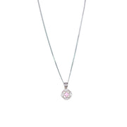 925 Sterling Silver Combo Of Pink Clover Pendant with Chain