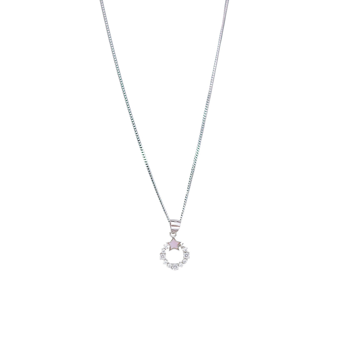 925 Sterling Silver Combo Of Pink Mother of Pearl Star Pendant With Chain
