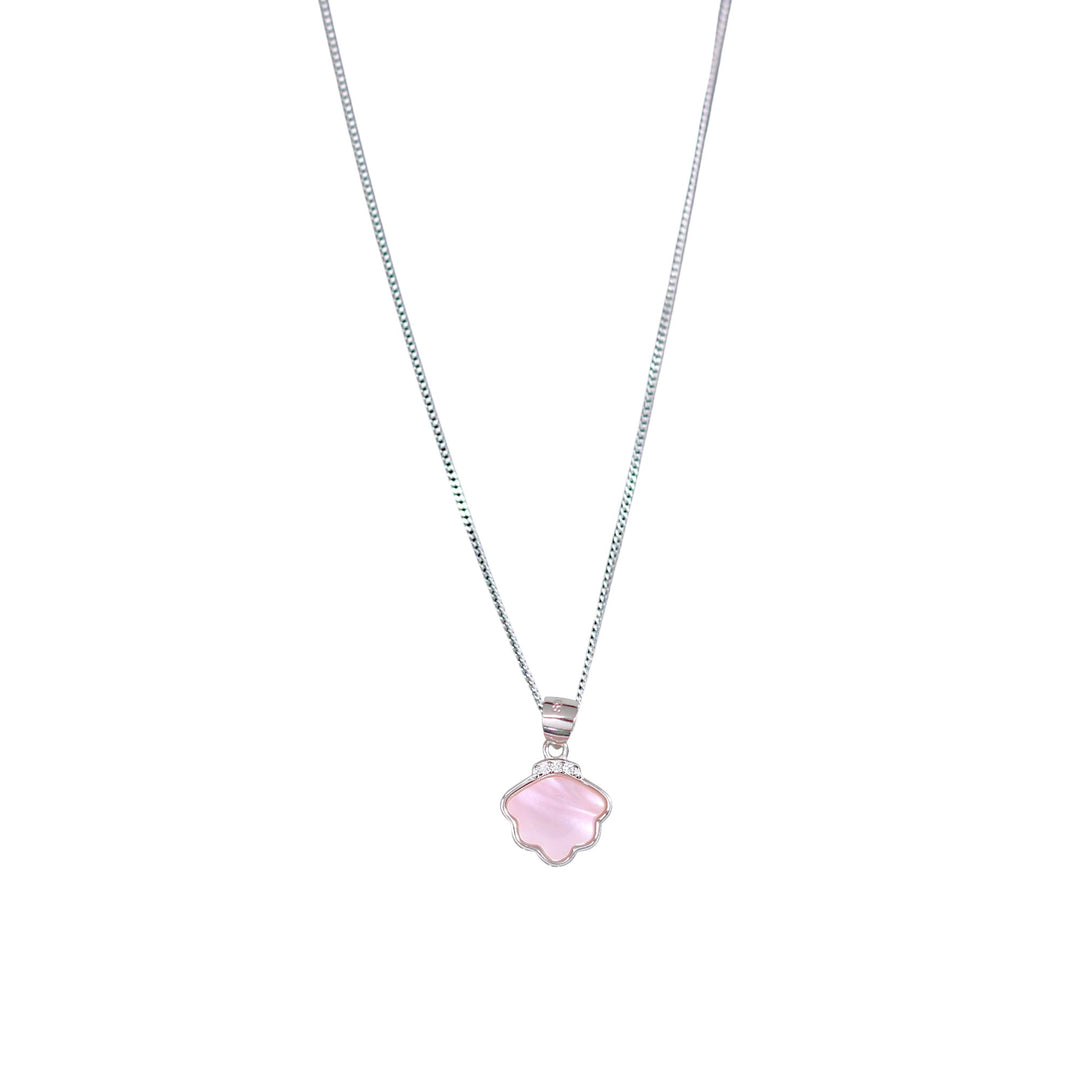 925 Sterling Silver Combo Of Pink Mother of Pearl Irregular Pendant With Chain