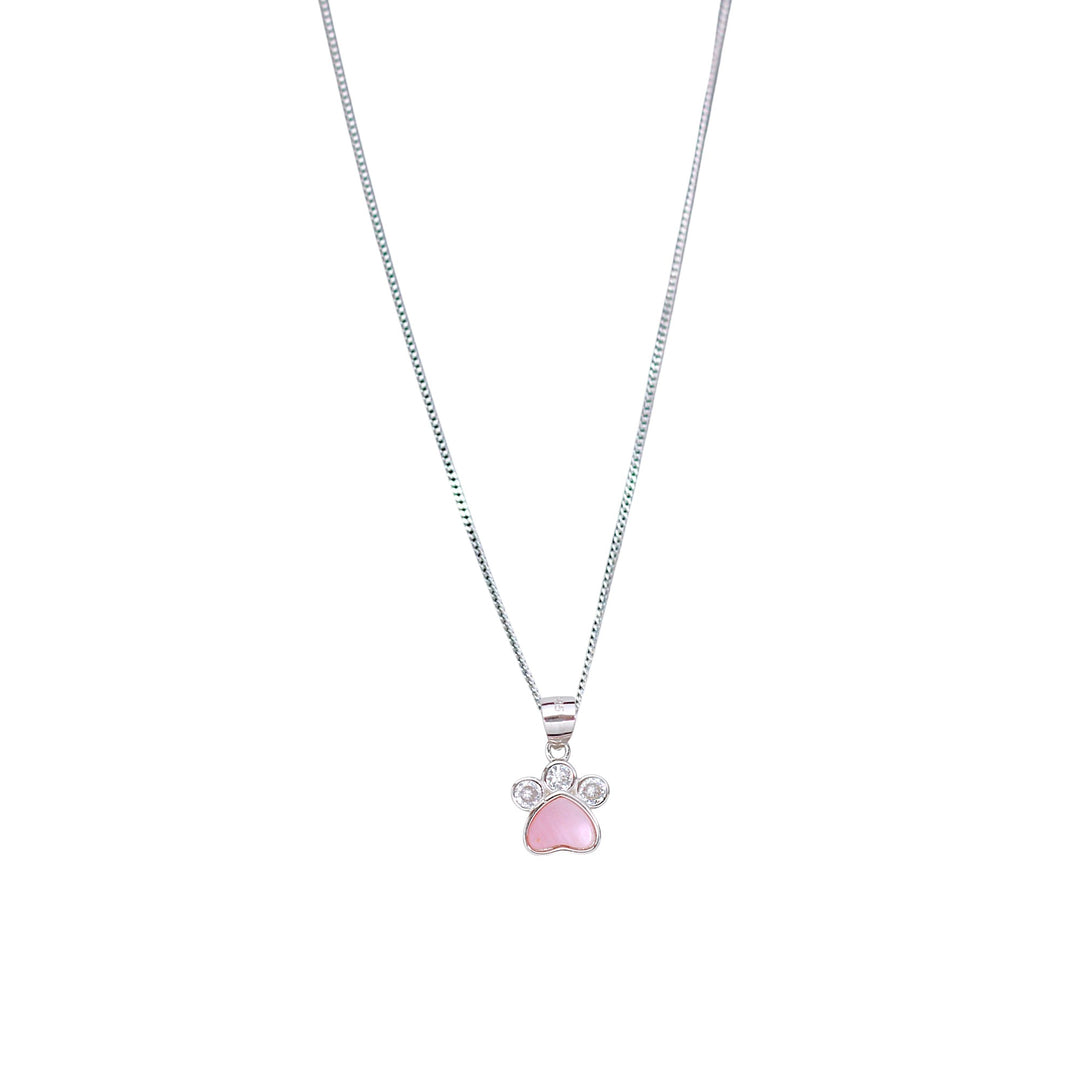 925 Sterling Combo Of Sterling Silver Pink Mother of Pearl Square Heart Pendant with Chain