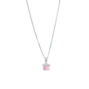 925 Sterling Combo Of Sterling Silver Pink Mother of Pearl Square Heart Pendant with Chain