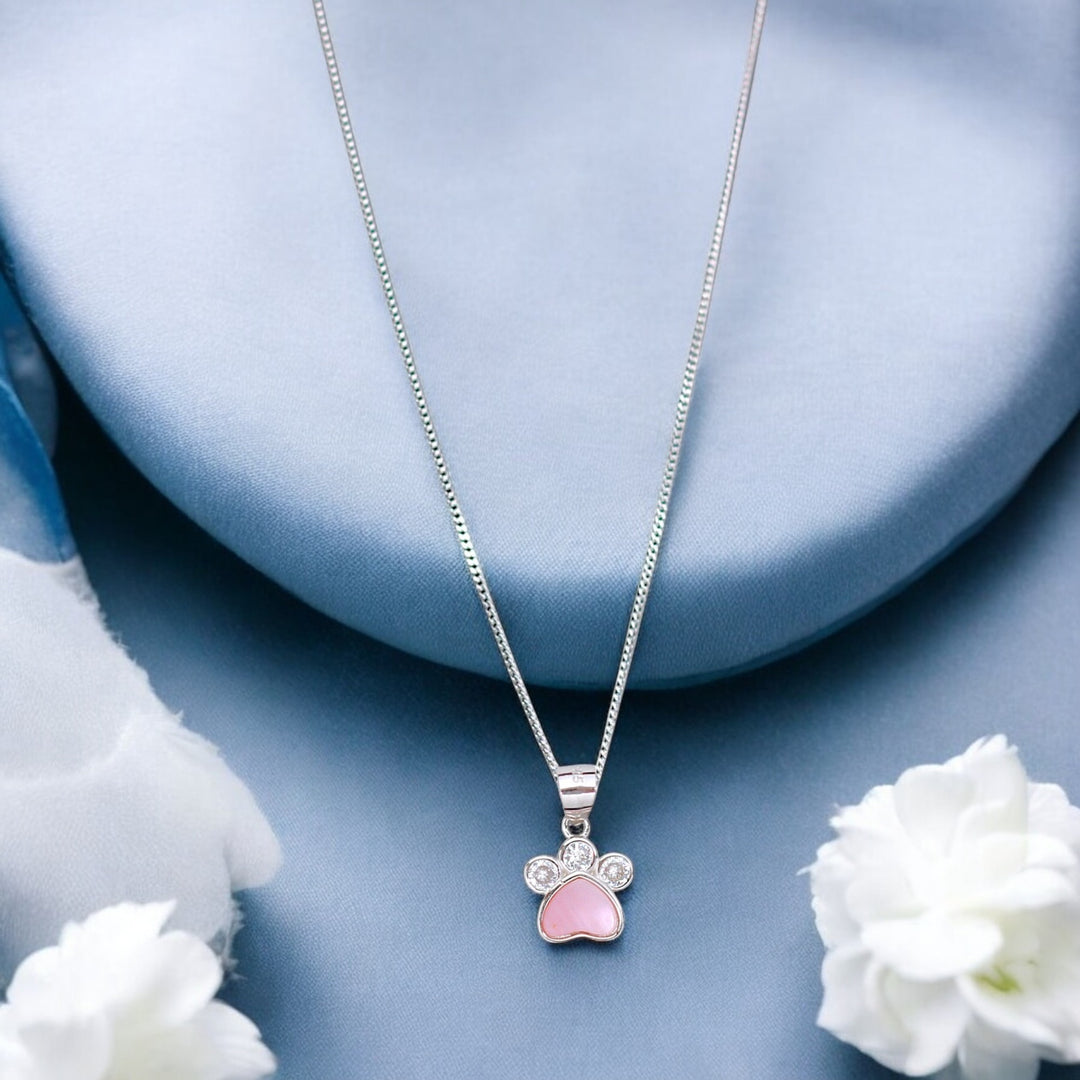 925 Sterling Combo Of Sterling Silver Pink Mother of Pearl Square Heart Pendant with Chain