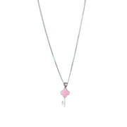 925 Sterling Combo Of Sterling Silver Pink Mother of Pearl Square Heart Pendant with Chain