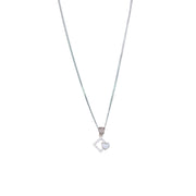 925 Sterling Combo Of Sterling Silver Pink Mother of Pearl Square Heart Pendant with Chain