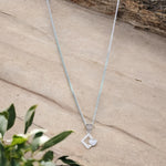 Load image into Gallery viewer, 925 Sterling Combo Of Sterling Silver Pink Mother of Pearl Square Heart Pendant with Chain
