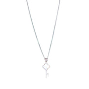 925 Sterling Combo Of Sterling Silver Pink Mother of Pearl Square Heart Pendant with Chain